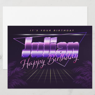 Julian Nom Prénom carte rétro lilas Anniversaire
