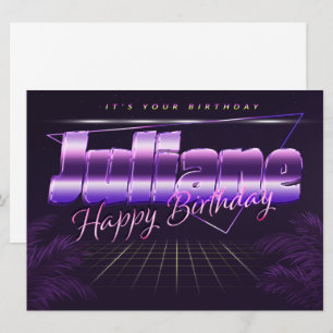 Juliane Nom Prénom lila retro Carte Anniversaire