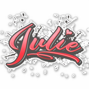 Julie red heart graffiti Autocollants