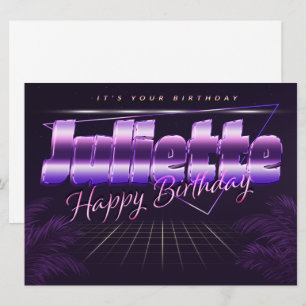 Juliette prénom carte rétro lilas anniversaire