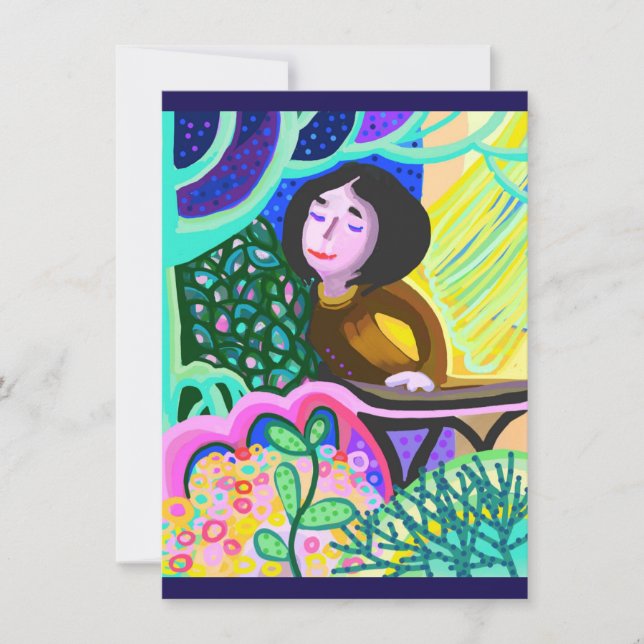 Juliette sur balcon romantique carte d'anniversair (Devant)