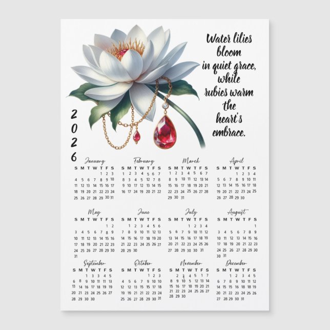 July Birth Flower & Stone Calendar (Devant)