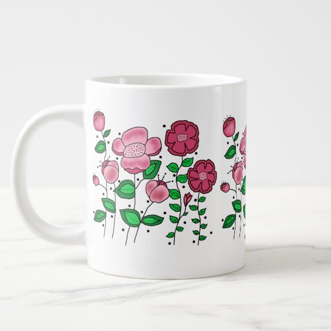 Jumbo 20 oz. Mug with pink flowers (Gauche)