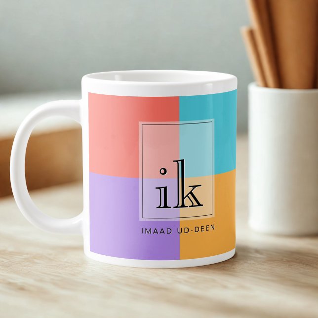 Jumbo 20oz Couleur Bloc Monogramme Mug avec ligne  (Créateur téléchargé)