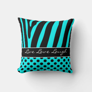 Jumbo Aqua Black Zebra Pois Coussin