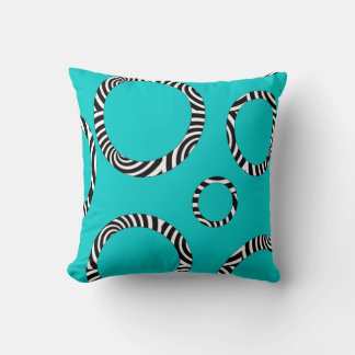 Jumbo Aqua, Noir, Coussin de cercles à rayures bla
