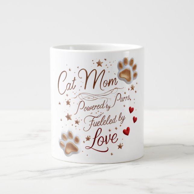Jumbo Chat Maman Mug - Amour Extra, Poudres Extra, (Devant)