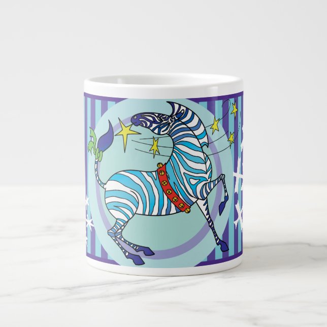 Jumbo mug bleu Noël aux zèbres de Noël 2018 (Devant)