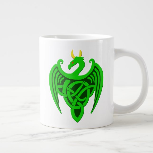 Jumbo Mug de Dragon Celtique Vert (Droite)