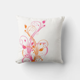 Jumbo Orange, Rose, Blanc Floral Vins Coussin