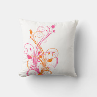 Jumbo Orange, Rose, Blanc Floral Vins Coussin