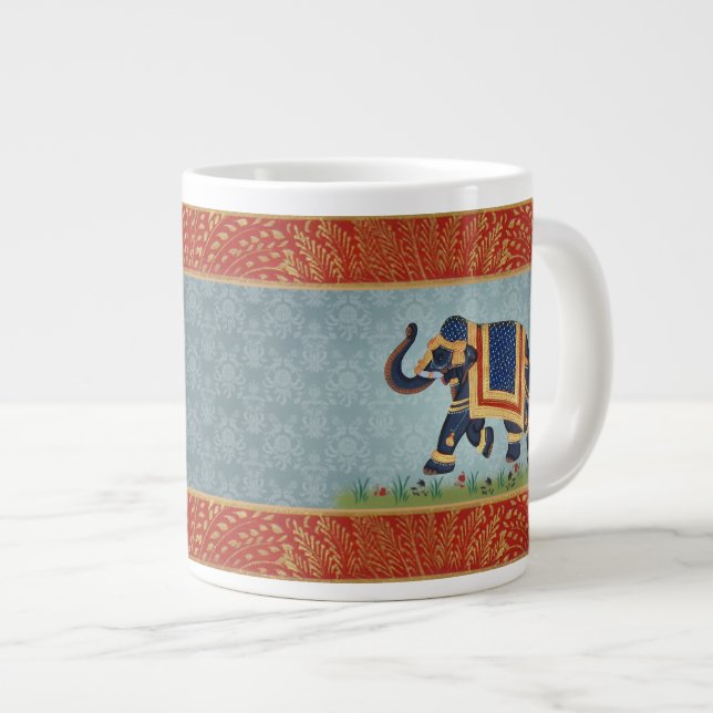 Jumbo Spécialité Mug Elephant bleu or inde imprimé (Devant droit)