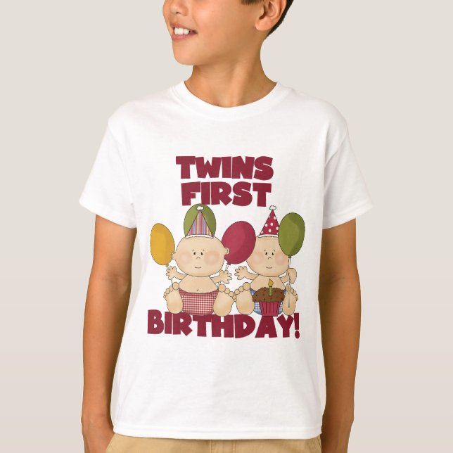Jumeaux 1er anniversaire - T-shirts et cadeaux pou (Devant)