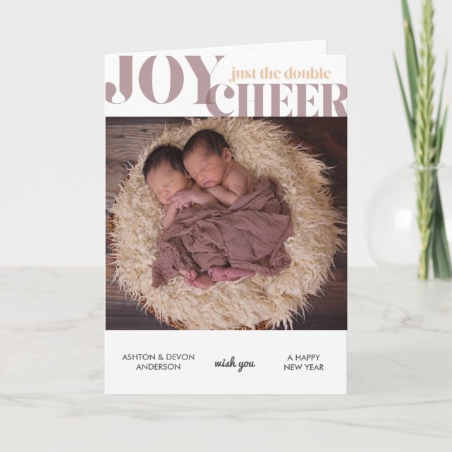 Jumeaux - Carte photo personnalisé du Nouvel An (Devant)