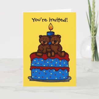 jumeaux fille sur la carte d'invitation gâteau d'a