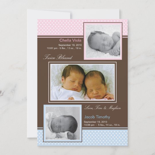 Jumeaux Garcon Et Faire Part De Naissance De Fille Zazzle Fr