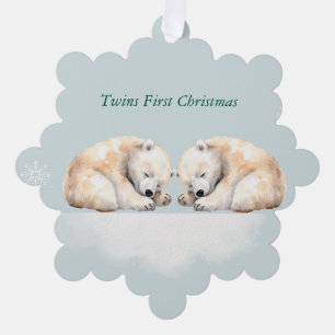 Jumeaux Premier ornement d'ours polaire de Noël