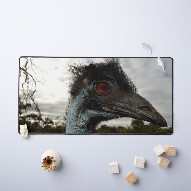 "Jumelage dans l’oeil : un regard curieux d’Emu" (Tableau pour enfants)