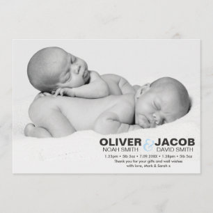 Jumelle le faire-part de naissance/carte de