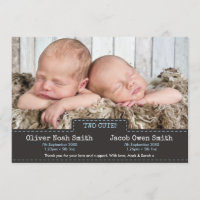 Jumelle le faire-part de naissance/carte de