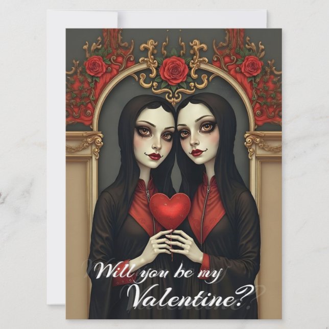 Jumelles gothiques de la Saint-Valentin avec cœur  (Devant)