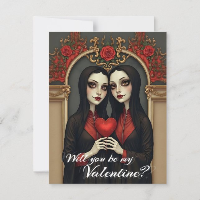 Jumelles gothiques de la Saint-Valentin avec cœur  (Devant)