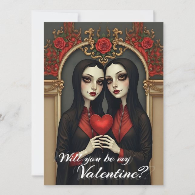 Jumelles gothiques de la Saint-Valentin avec cœur  (Devant)