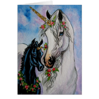 Jument et poulain de licorne