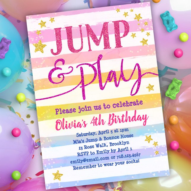 Jump Anniversaire Invitation Filles Jump & Play Pa (Créateur téléchargé)