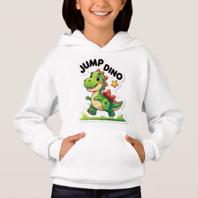 Jump Dino - Jouer Sticker sweat - shirt à capuche (Devant)