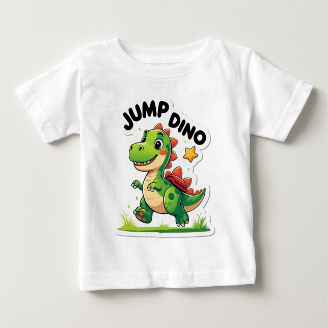 Jump Dino - Sticker de dessin en jeu T-Shirt (Devant)