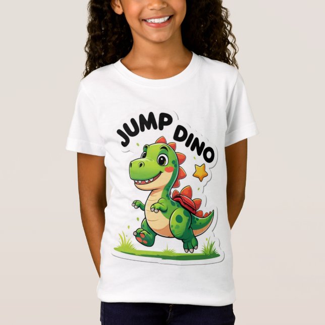 Jump Dino - Sticker de dessin en jeu T-Shirt (Devant)