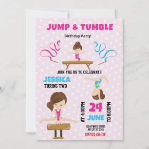 Jump et Tumble Gymnastique Anniversaire Invitation