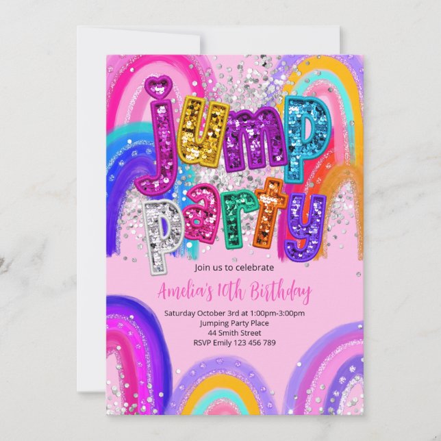 Jump Party Birthday Any Age Party Invitation (Devant)