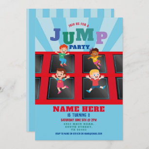 Jump Trampoline Anniversaire Blue Boys Invitation