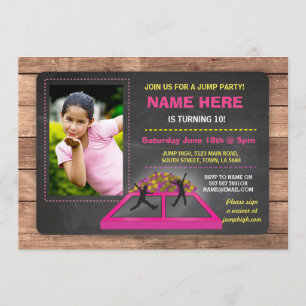 Jump Trampoline Invitation d'anniversaire de la fi