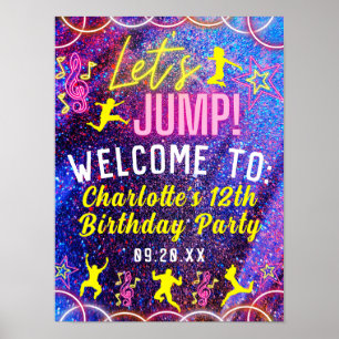 Jump Trampoline Neon Affiche de bienvenue du parti