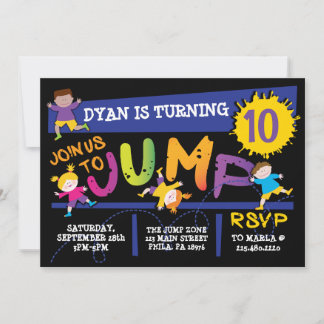 Jumping Bounce Neon Invitation à la fête d'anniver