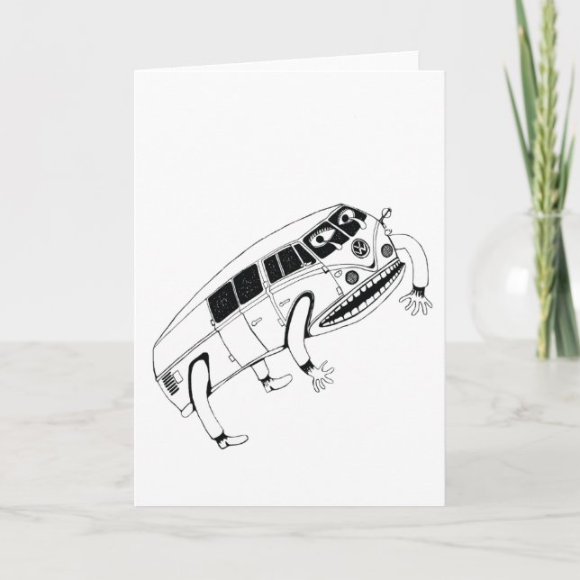 Jumping Kombi Van Illustration Carte de voeux (Devant)