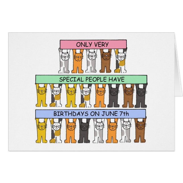 June 7th Birthday Cartoon Cats (Devant horizontal)