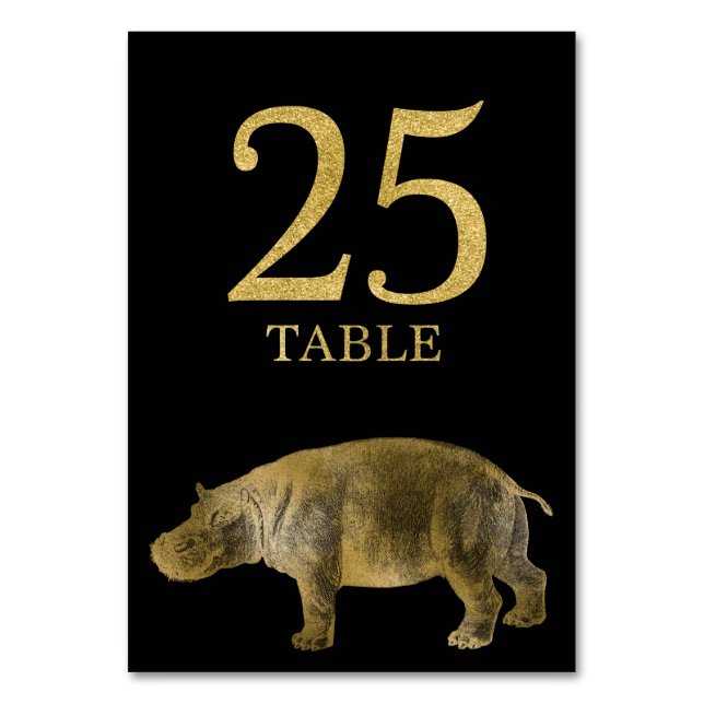 Jungle African Animal Hippo Numéro de table Carte  (Par défaut)