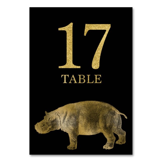 Jungle African Animal Hippo Numéro de table Carte  (Par défaut)