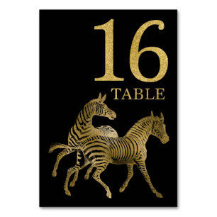 Jungle African Animal Zebra Numéro de table Carte