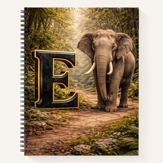 Jungle Alphabet Lettre E Éléphant Éducation Cahier (Devant)