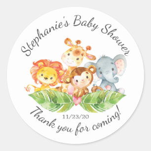 Jungle Animal Girls Baby shower Favoriser Sticker