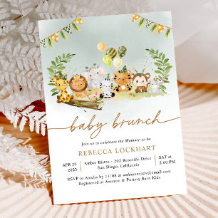 Jungle Animal Party Garçon Bébé Brunch Invitation