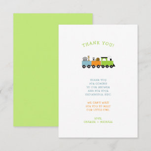 JUNGLE ANIMAL TRAIN baby shower merci note