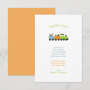 JUNGLE ANIMAL TRAIN baby shower merci note