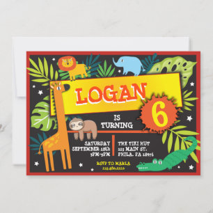 JUNGLE ANIMALS SAFARI Anniversaire Fête Invitation