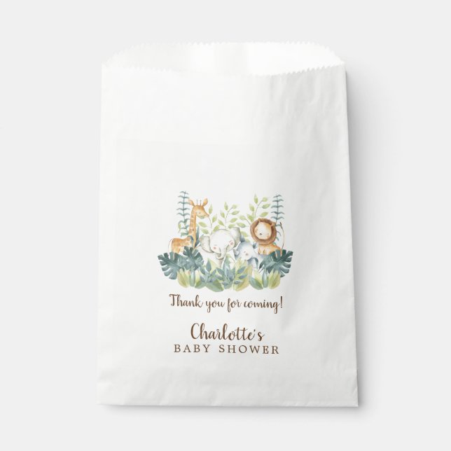 Jungle Animaux Baby shower Favoriser les sacs (Devant)